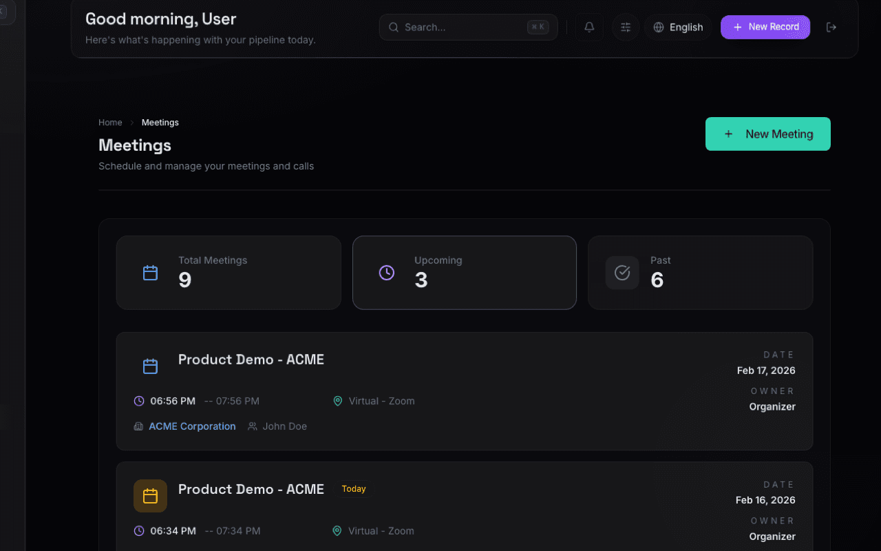 Governance dashboard with review and audit records